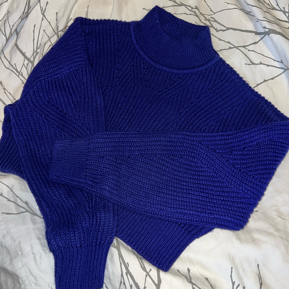 Royal Blue Crop Knit Sweater